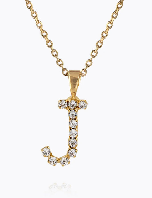 Mini Letter Necklace J / Crystal