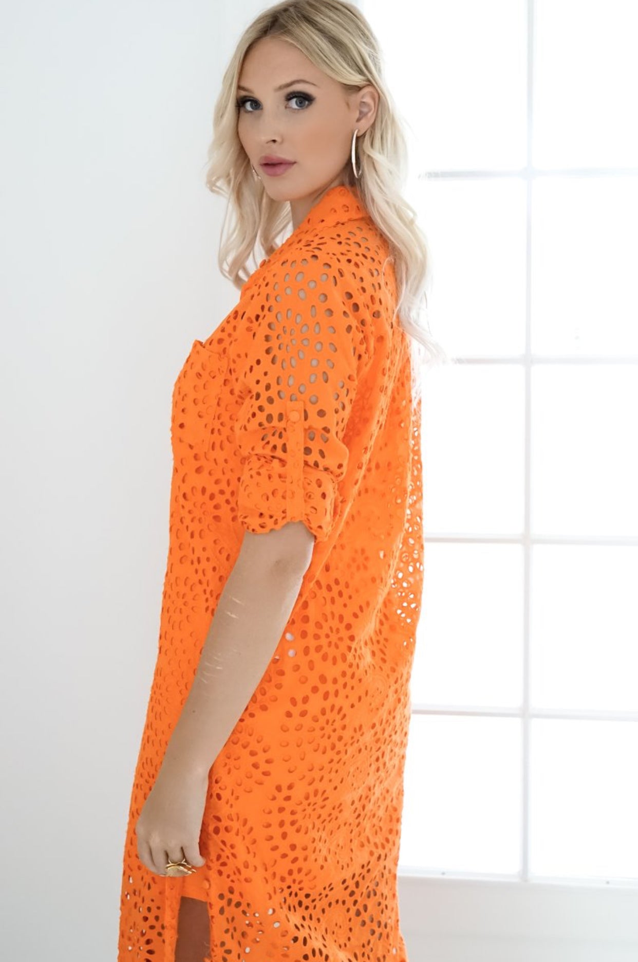 Noble shirt dress anglaise orange