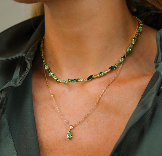 Petite Navette Necklace / Peridot