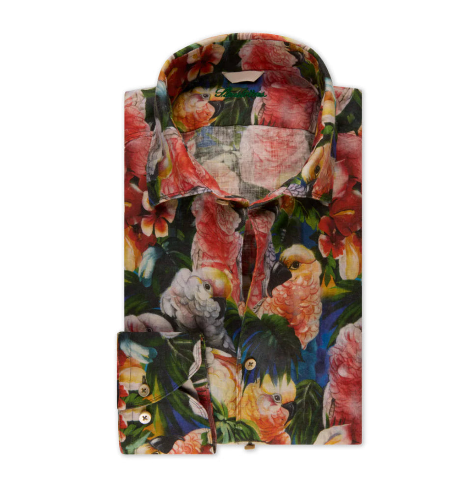 LIGHT RED PATTERN- Linneskjorta