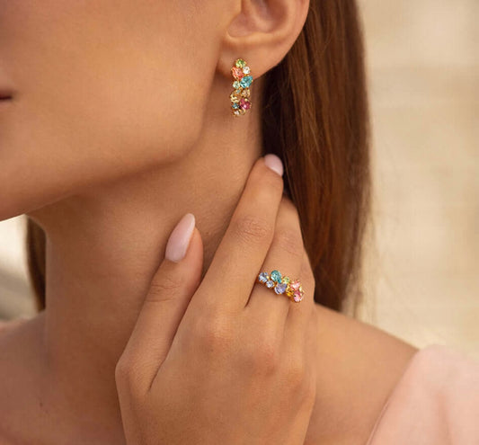 Gabriella earring gold rainbow combo