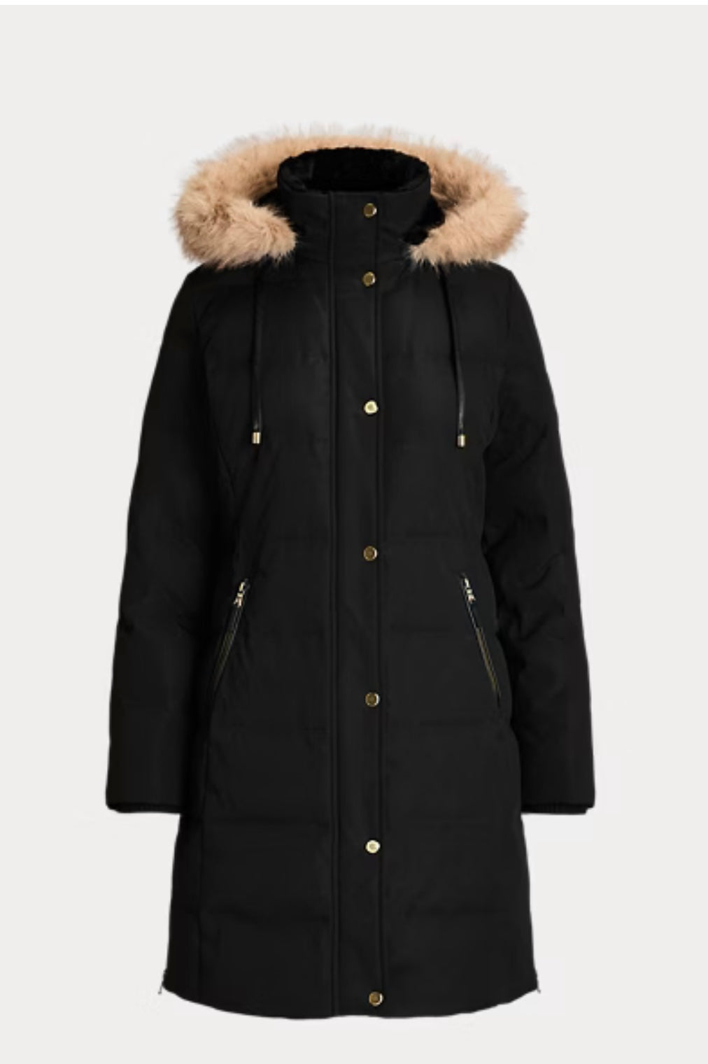 Faux-Fur-Trim Hooded Down Coat