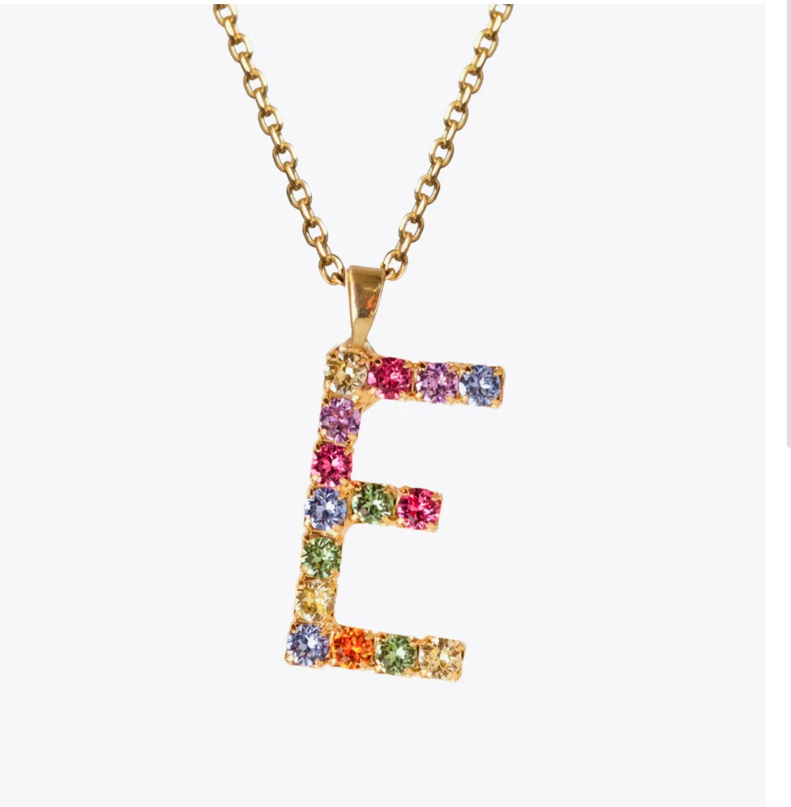 Letter Necklace E / Rainbow Combo