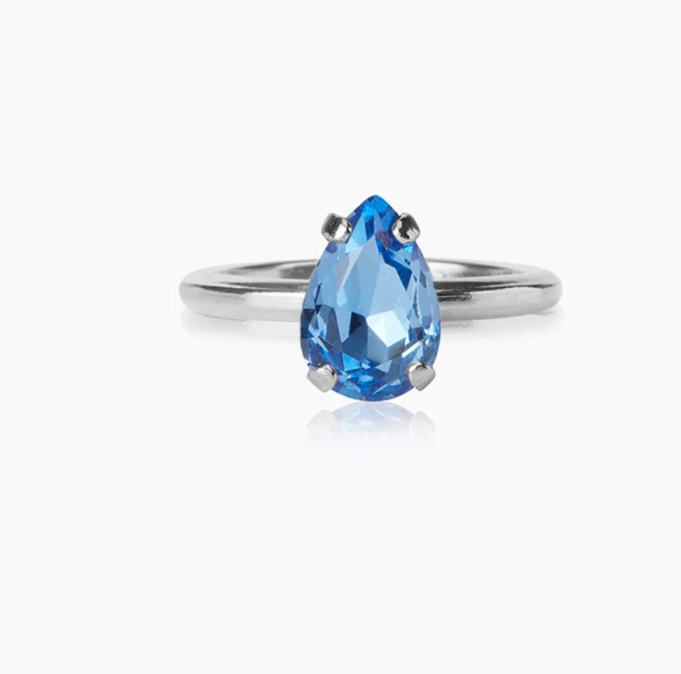 Petite Drop Ring / Lapis Rhodium