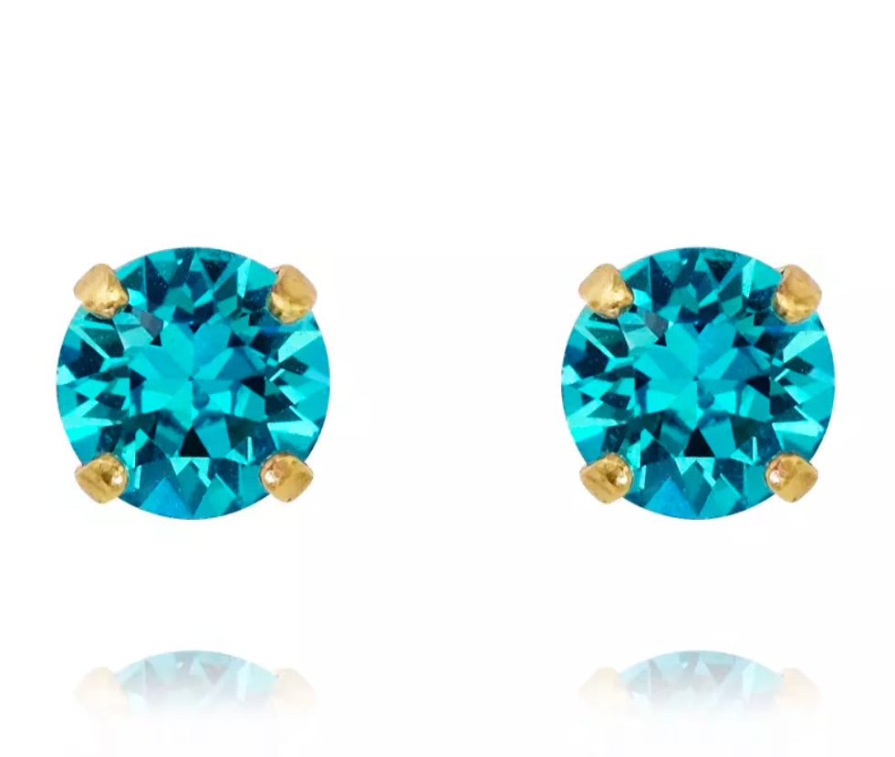 Classic Stud Earrings Gold blue sapphire