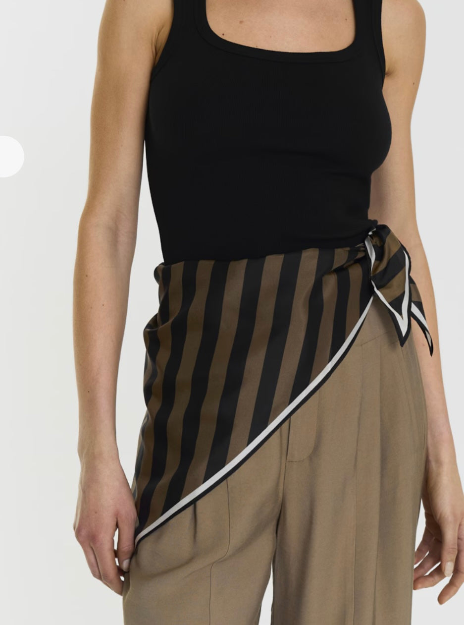 Twist & Tango Erinna Silk Scarf Black beige stripe