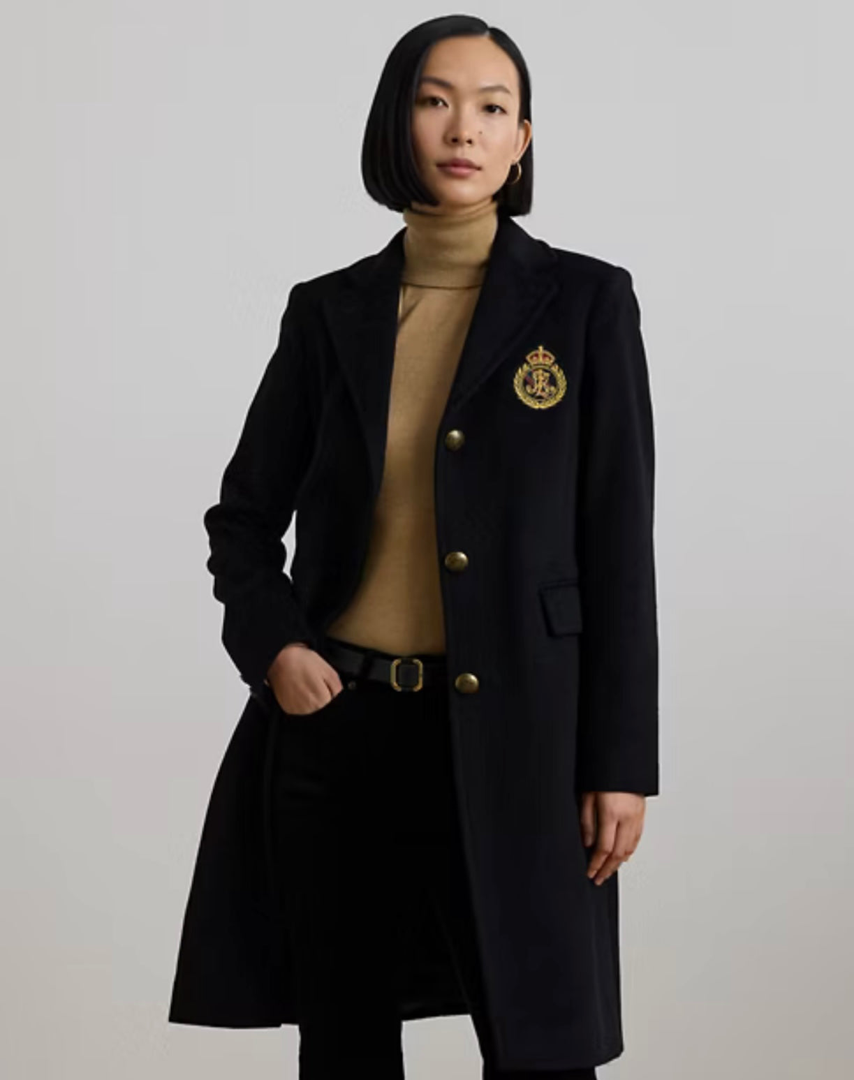 Crest-Patch Wool-Blend Coat