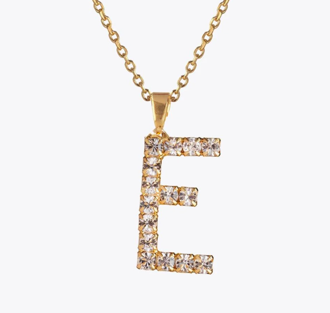 Letter Necklace E / Crystal