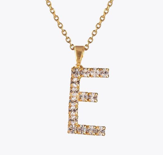 Letter Necklace E / Crystal