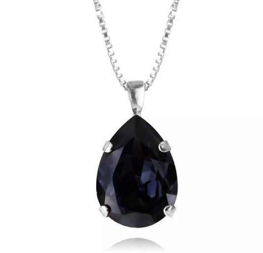 Mini Drop Necklace Black Silver