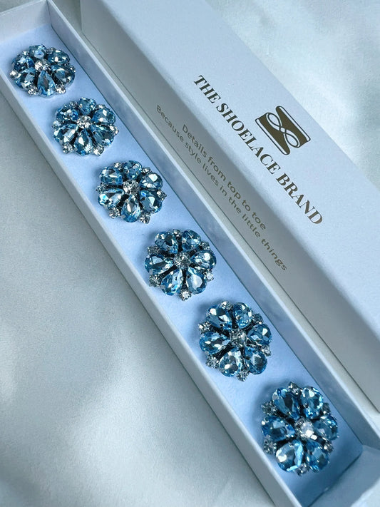 The Shoelace Brand-Hollie – Light Blue & White Flower Button Charm