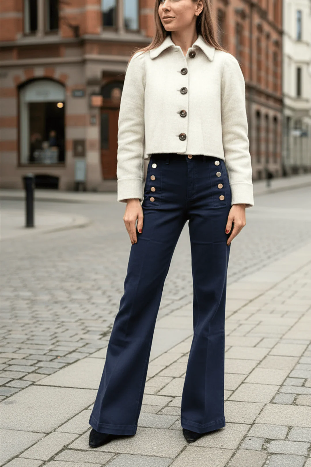 Giudith Jeans Med Knappar Mörkblå