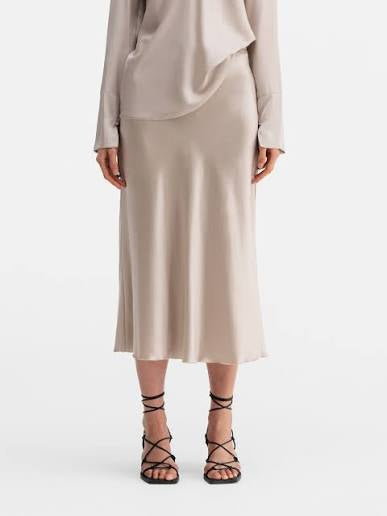 Ahlvar Hana Satin Silk Skirt Greige