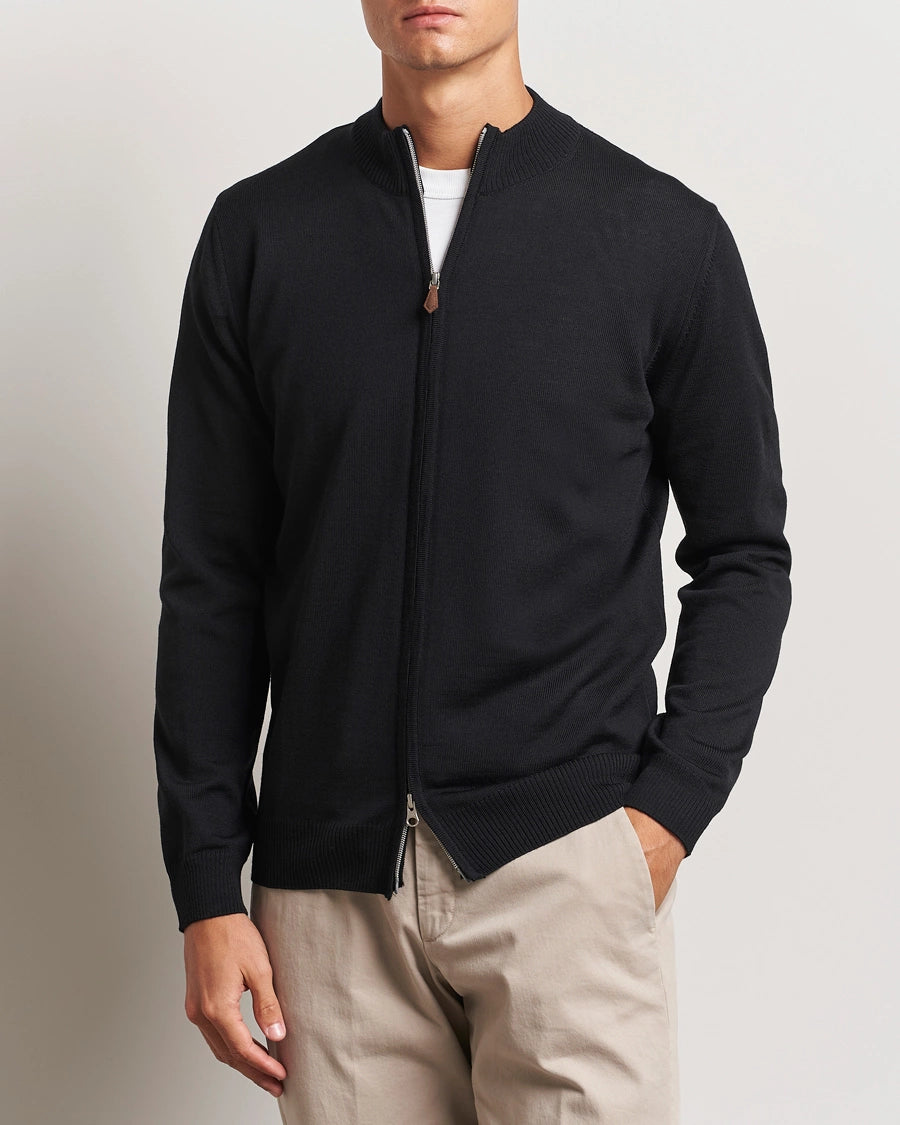 Merino Full Zip Black