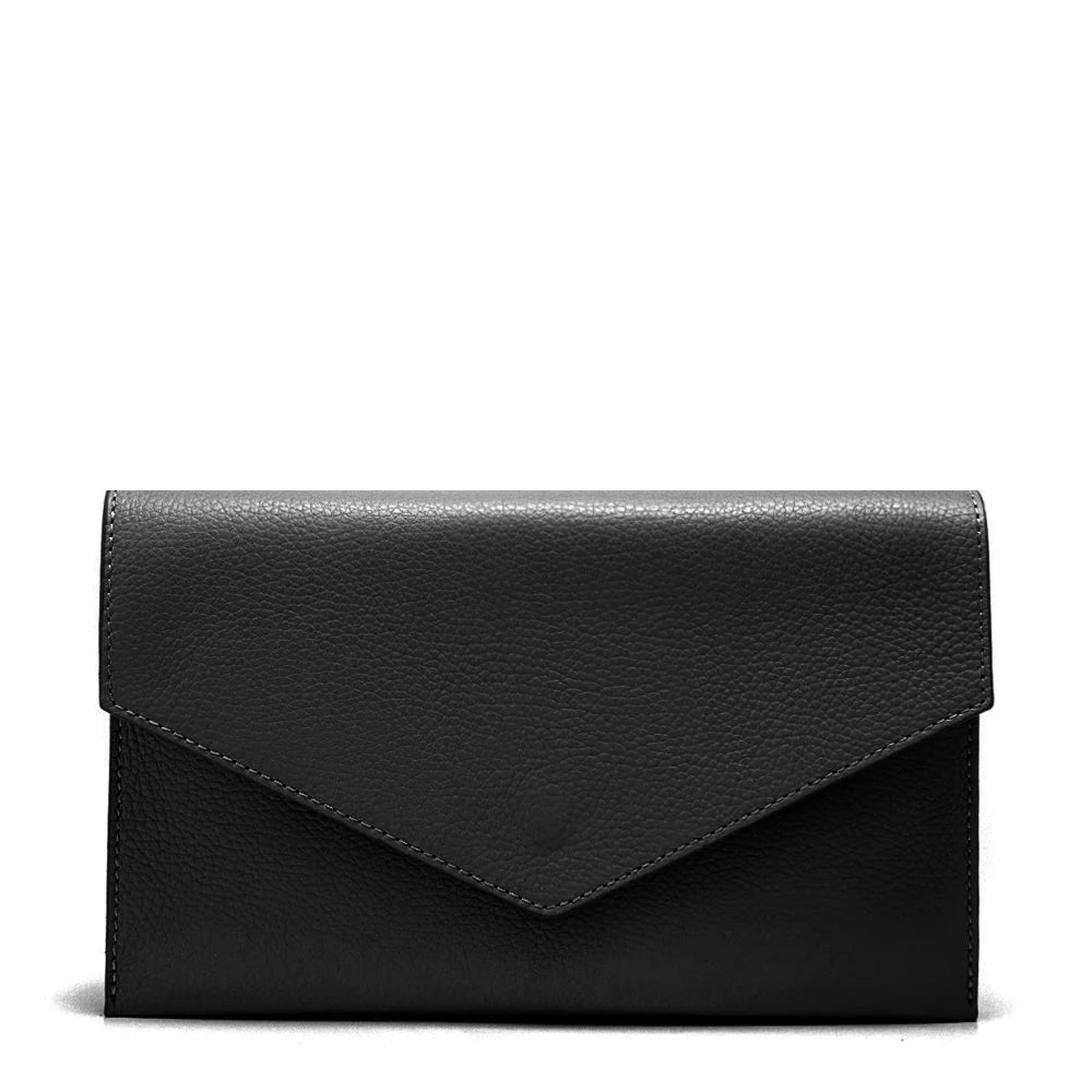 BLACK GENUINE LEATHER SHOULDER BAG