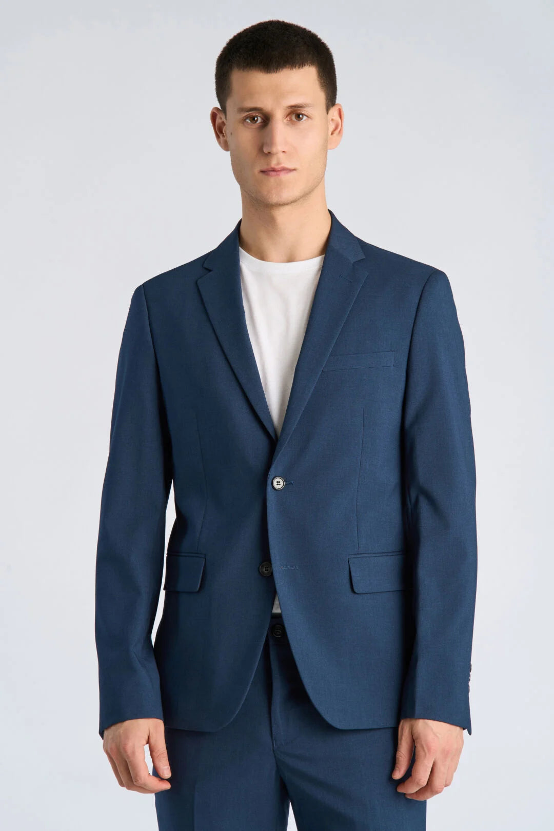 Lindbergh Plain mens suit blue melange