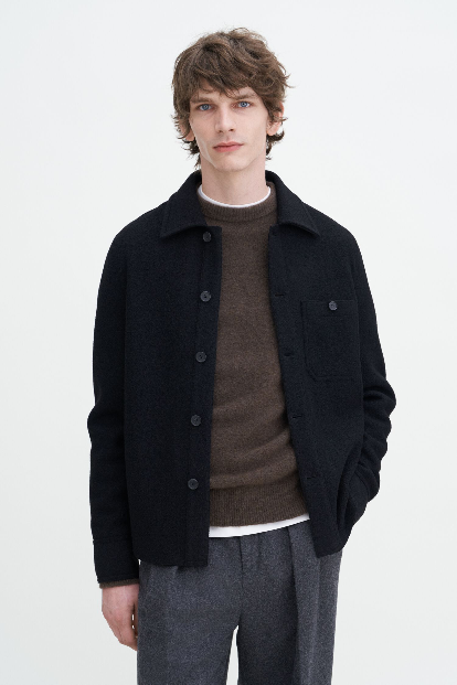 Boiled wool shirt jacket