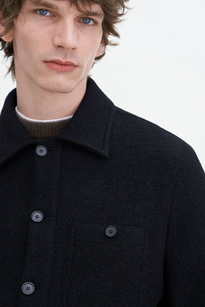 Boiled wool shirt jacket