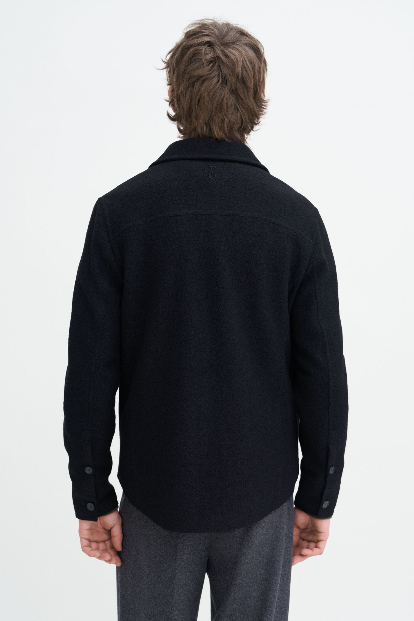 Boiled wool shirt jacket