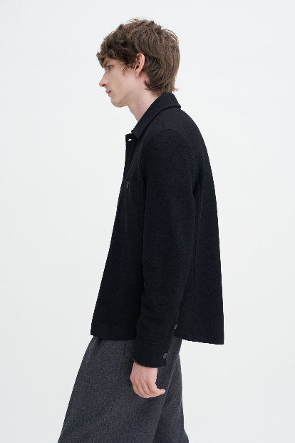 Boiled wool shirt jacket