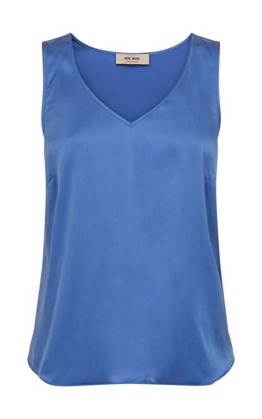 Mos mosh Astrid V-Neck Silk Tank Top in Ultramarine