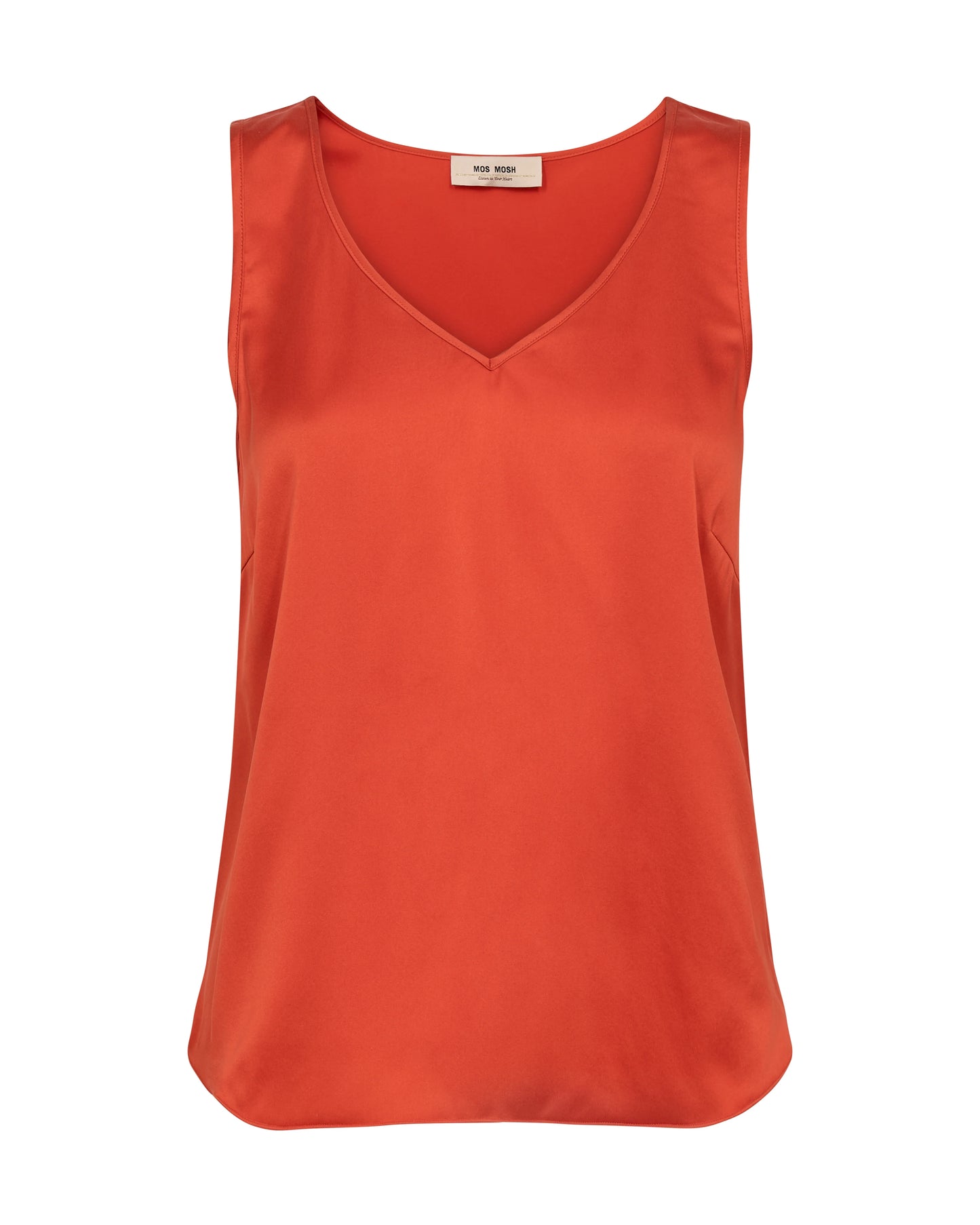 Mos mosh Astrid V-Neck Silk Tank Top Spicy Orange