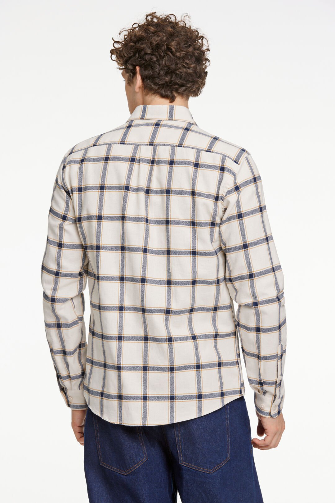 Checked twill shirt Ecru