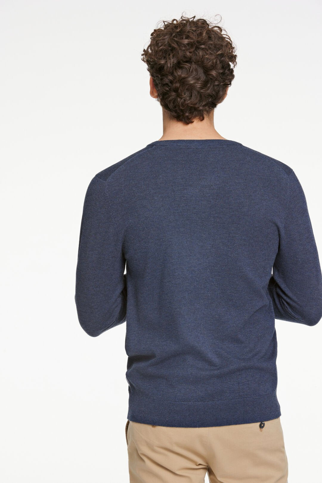 Melange round neck knit navy mix