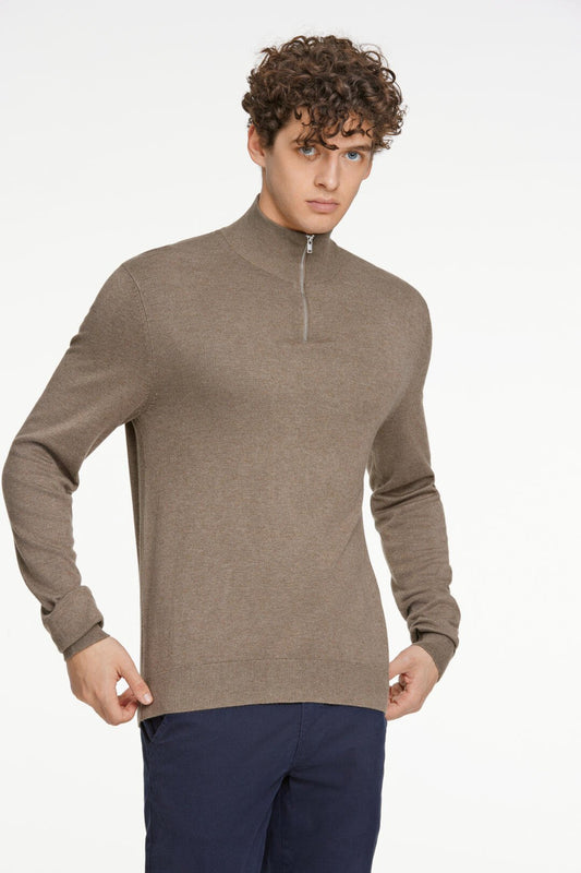 Half zip mélange knit