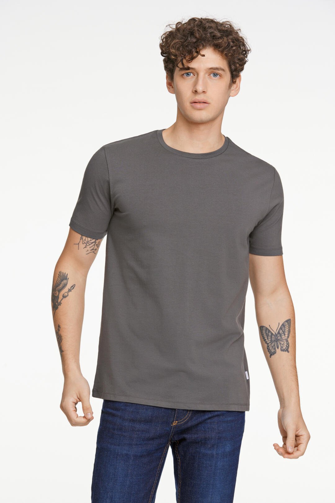 Stretch crew neck Tee Dark grey