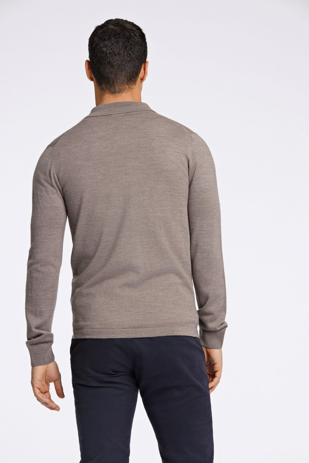 Merino polo cardigan Dark sand