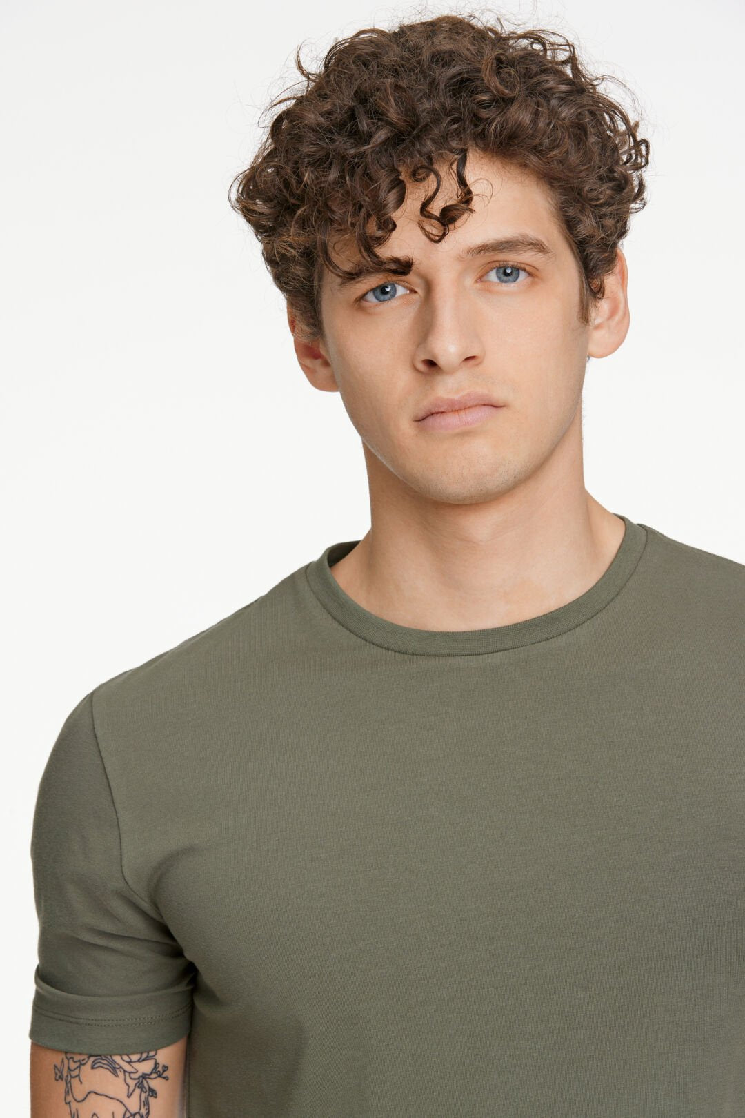 Stretch crew neck Tee Army