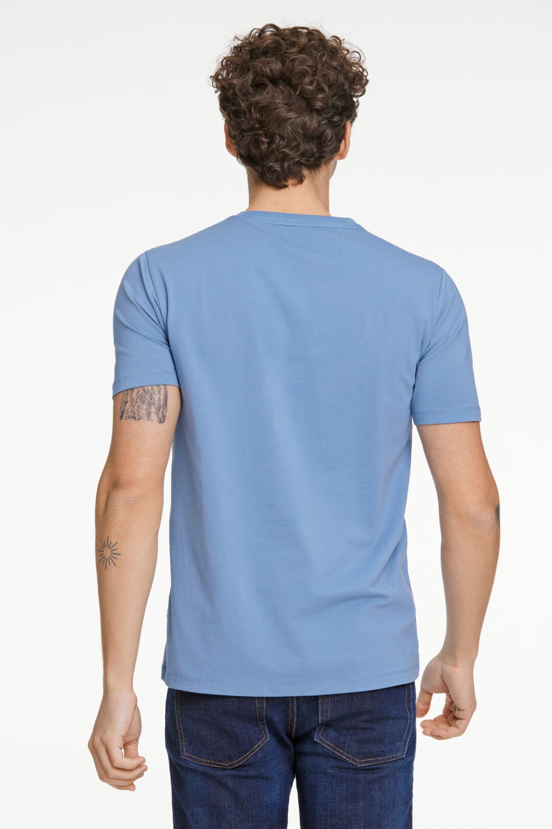 Stretch crew neck Tee Dust blue