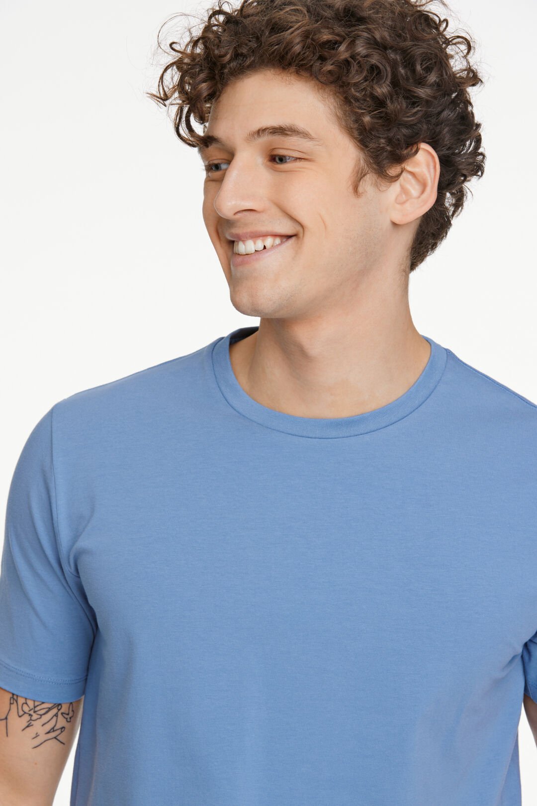 Stretch crew neck Tee Dust blue