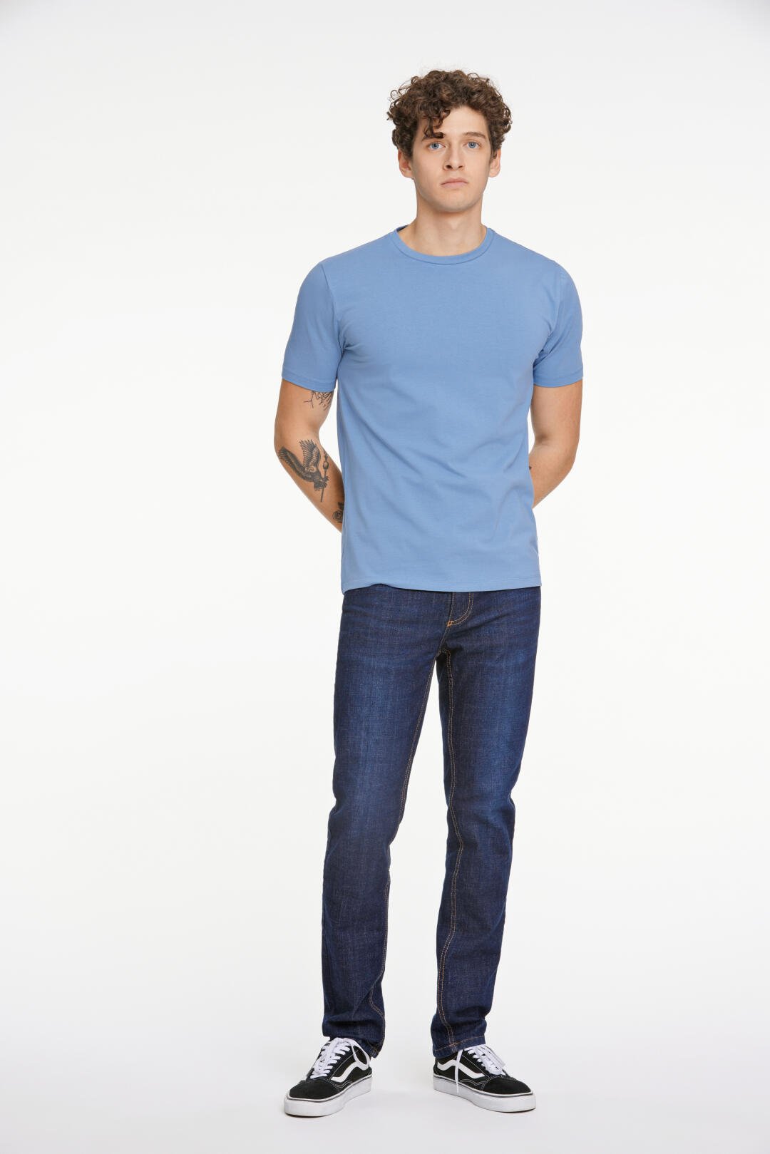 Stretch crew neck Tee Dust blue