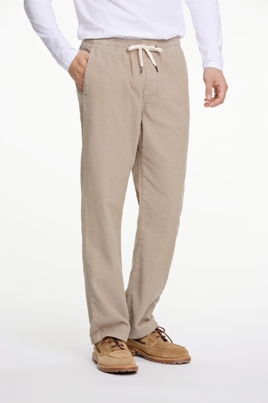 Elastic waist corduroy pants