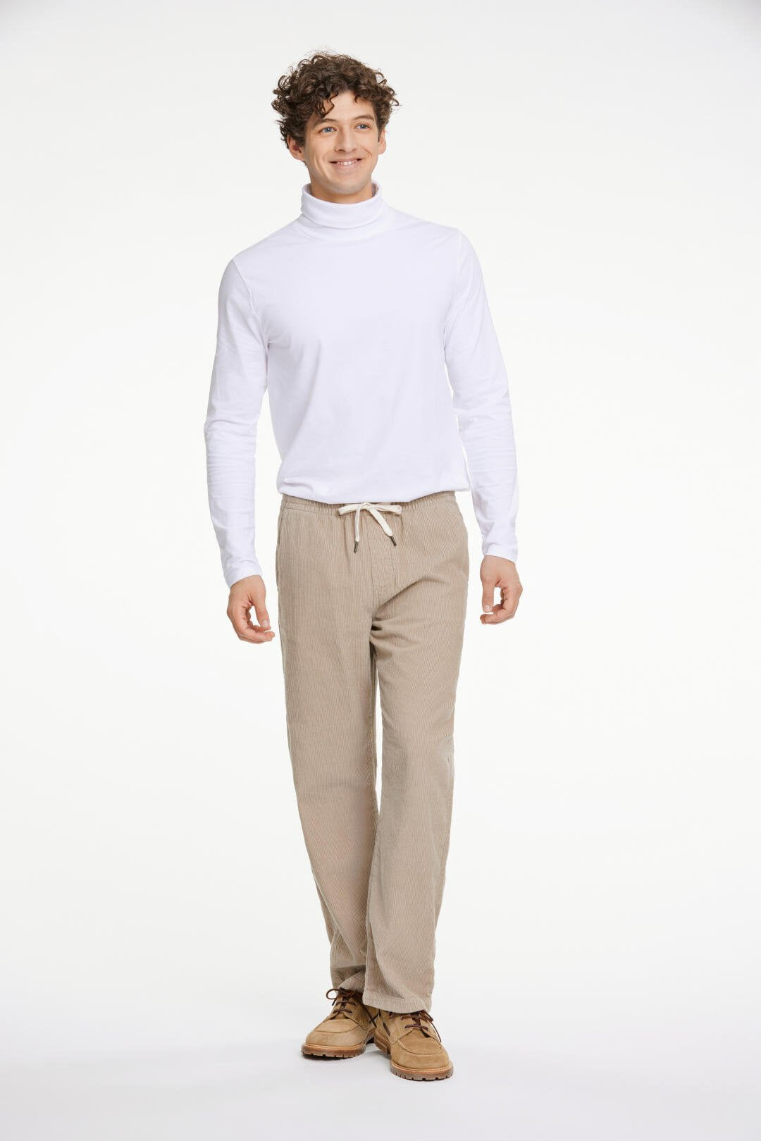 Elastic waist corduroy pants