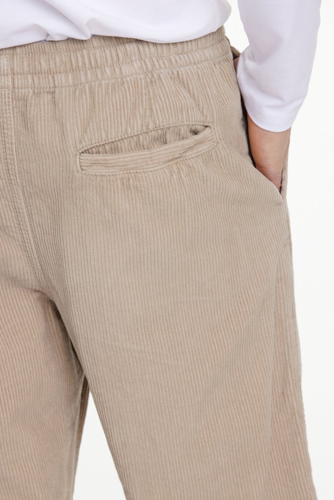 Elastic waist corduroy pants