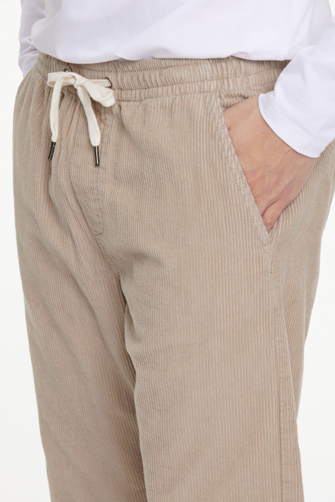 Elastic waist corduroy pants