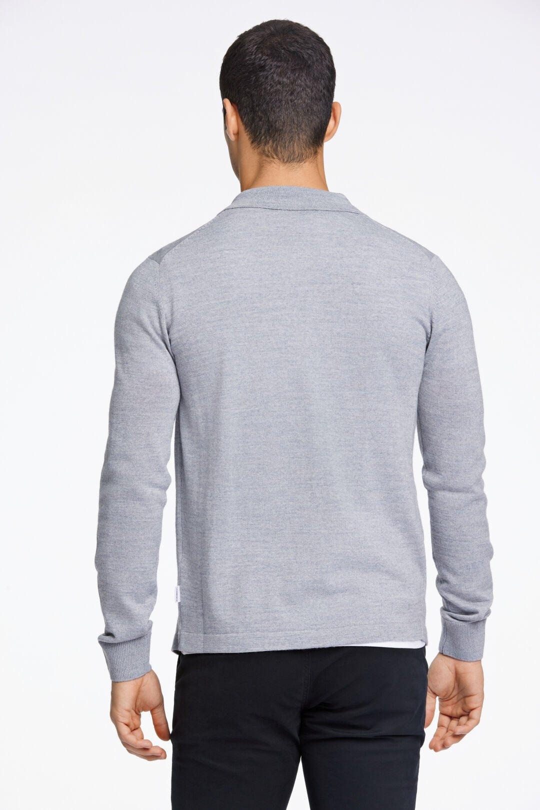 Merino polo cardigan Light grey mix