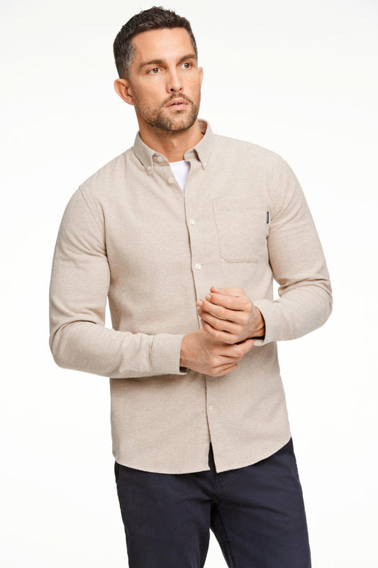 Brushed twill shirt Sand