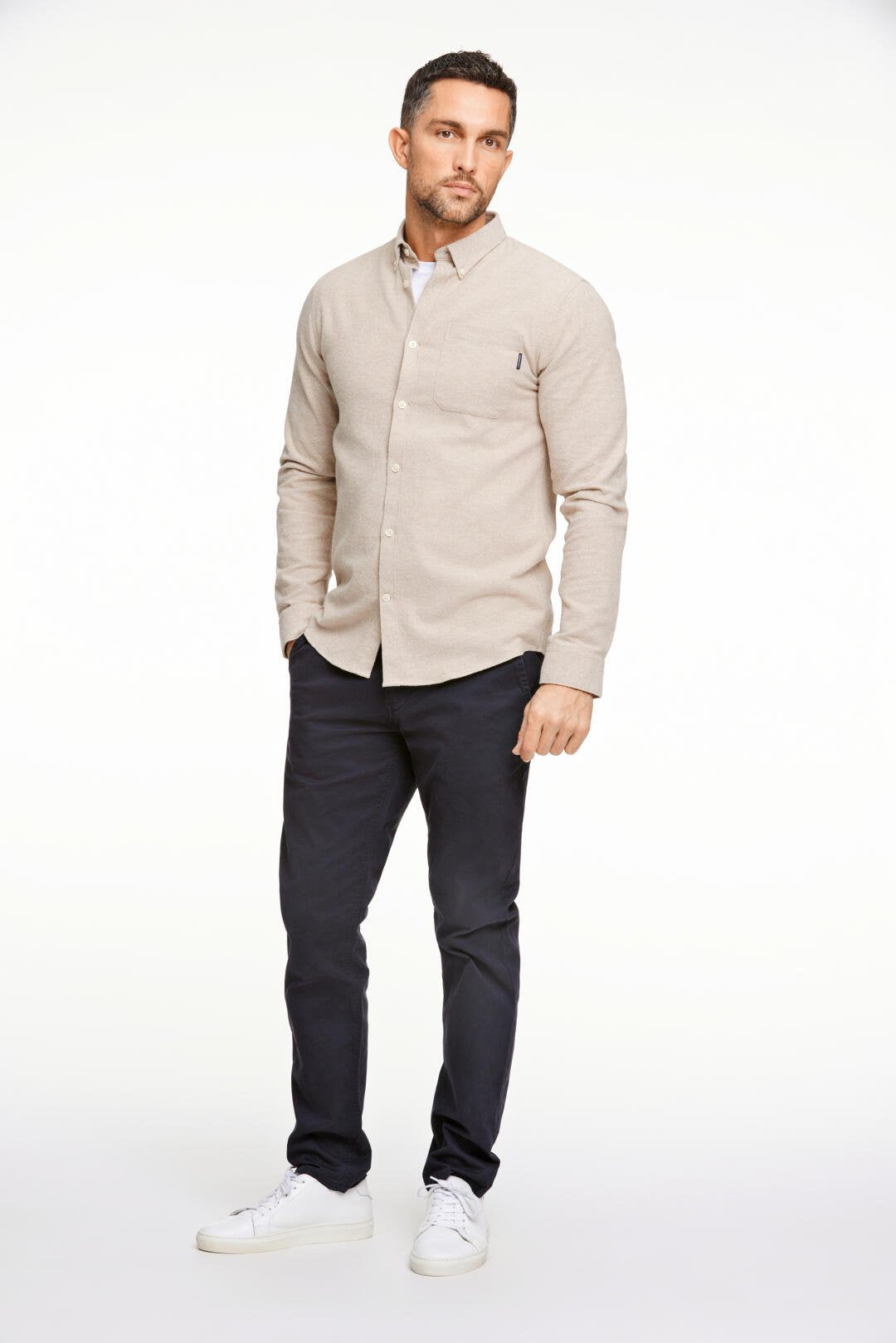 Brushed twill shirt Sand