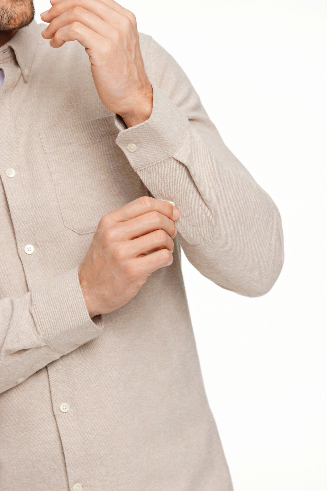 Brushed twill shirt Sand