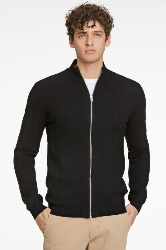 Ecovero zip cardigan black