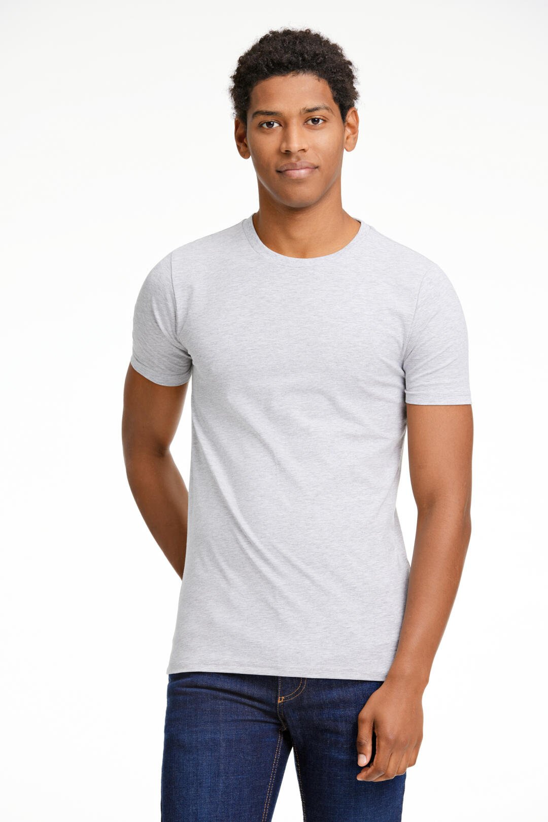 Stretch crew neck Tee Grey mel