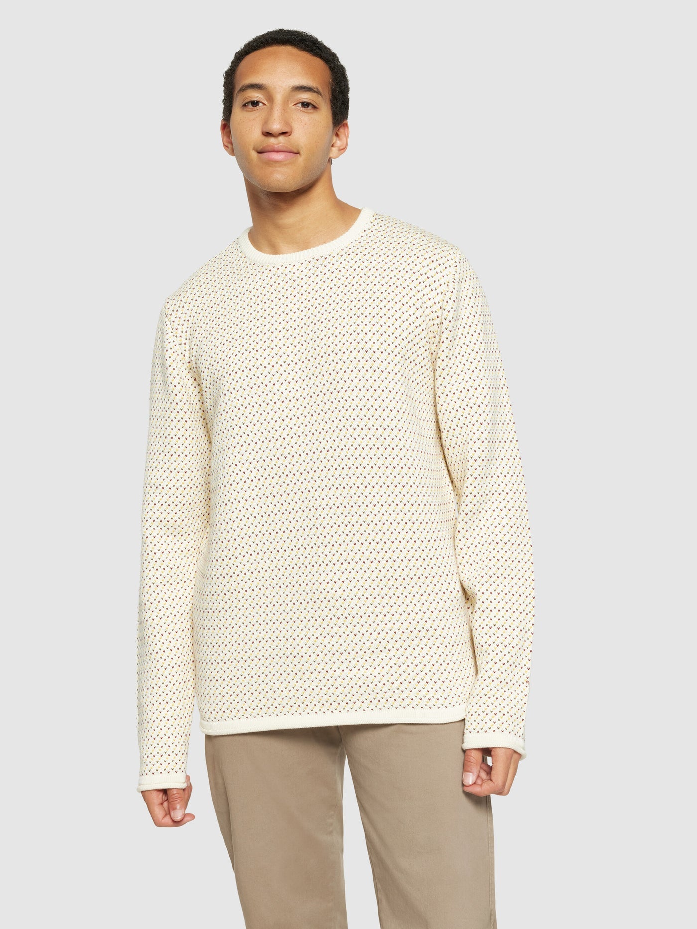 Jacquard crew neck knit