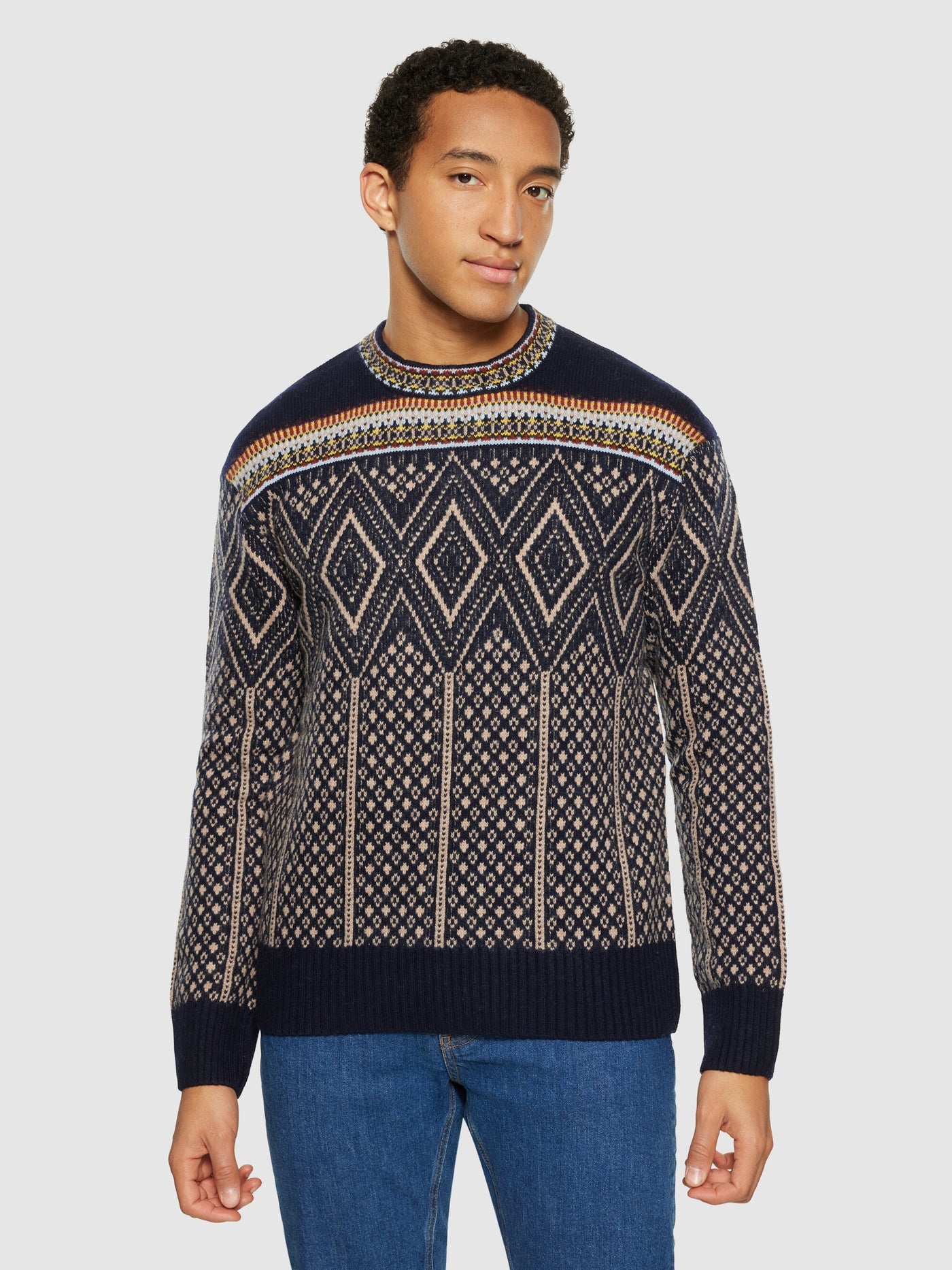 FAIR ISLE CREW NECK LAMBSWOOL KNIT