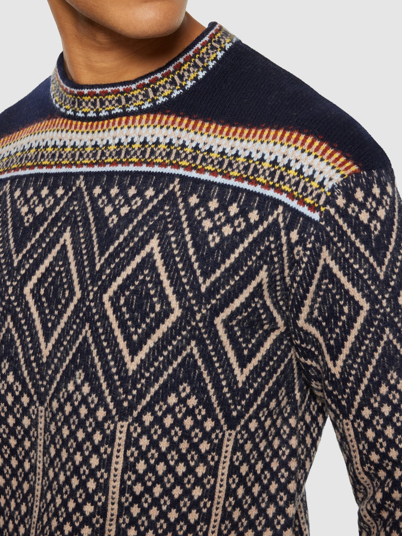 FAIR ISLE CREW NECK LAMBSWOOL KNIT