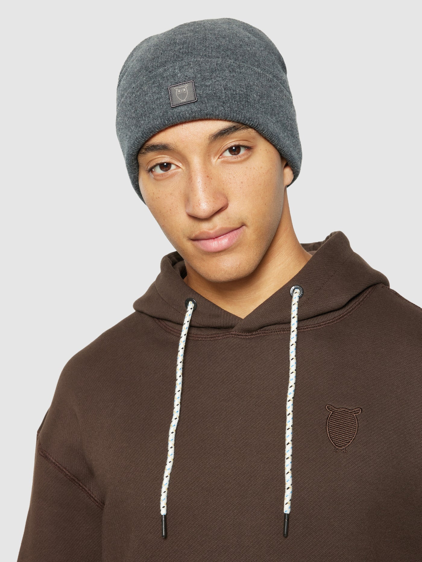 Double layer wool beanie Dark grey