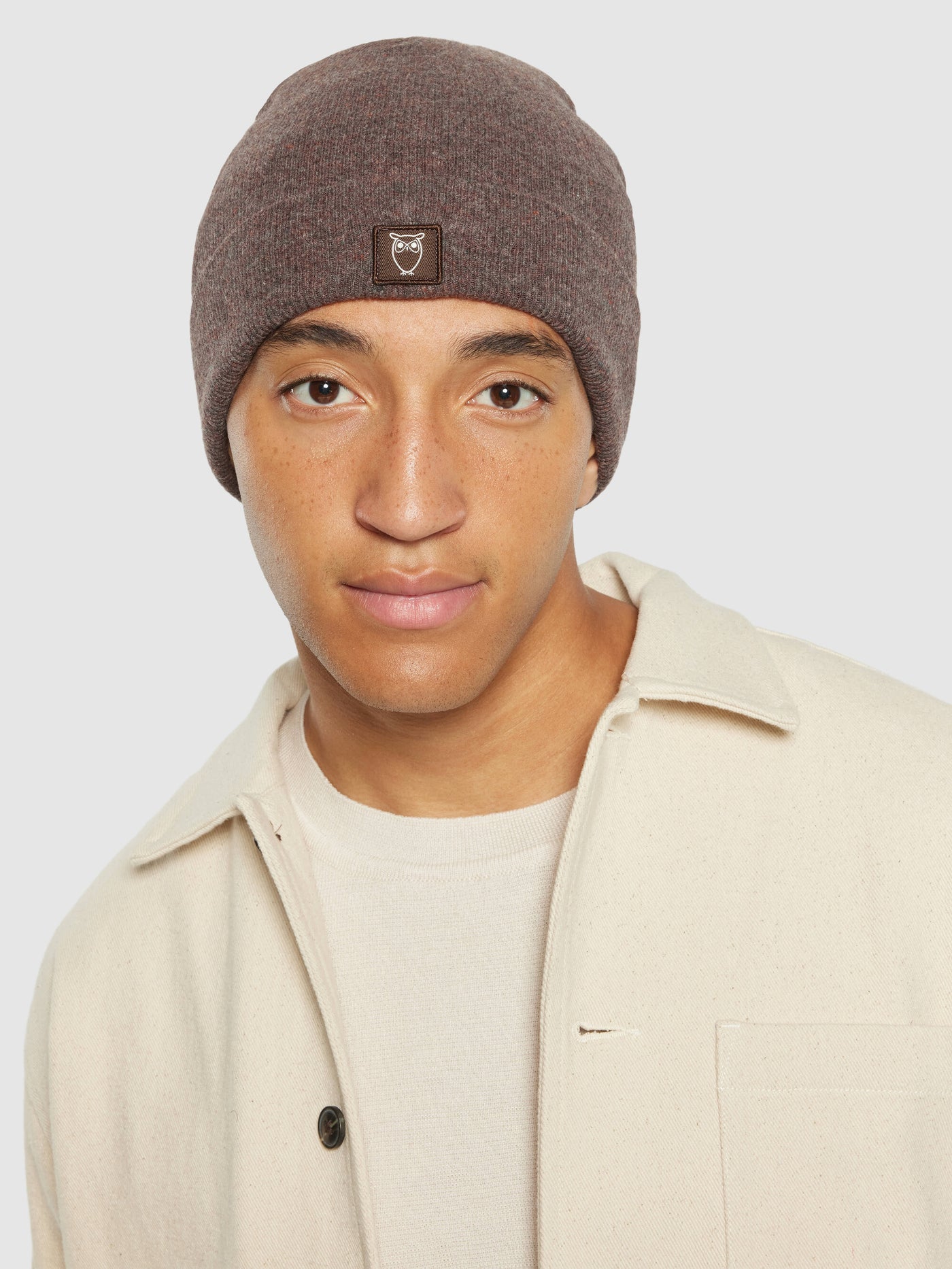 Double layer wool beanie Brown